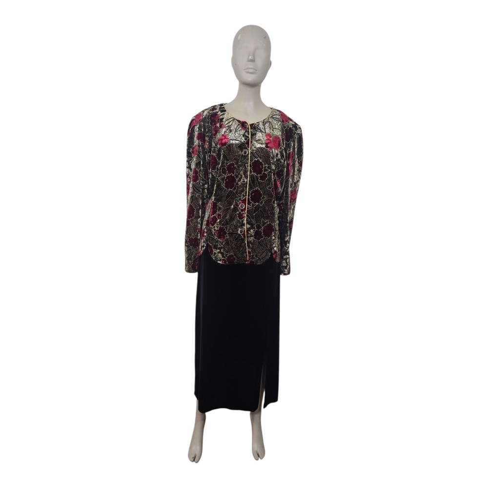 R&K Evening Women’s Jaket Cardigan And Skirt Velvet Set Sz 14 Vintage 80's 90's - Picture 4 of 14